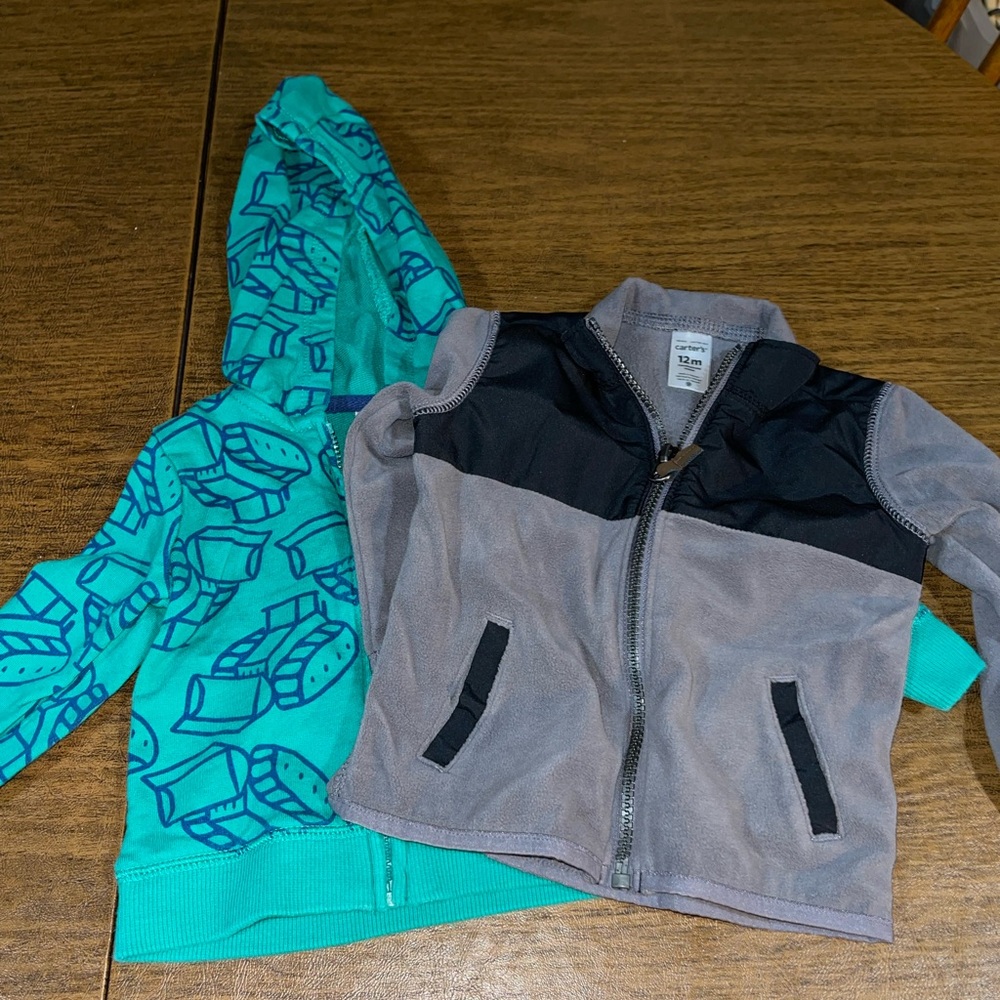 2 Carters Zip up Sweatshirts